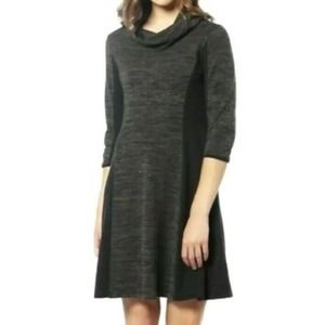 Anthro Anthropologie Saturday Sunday Mixed Media Cowl Neck Gray Dress Tunic XS